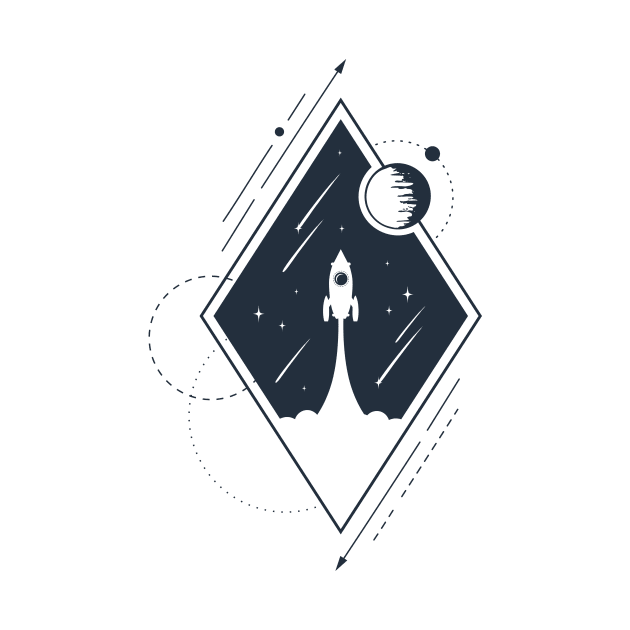 Rocket In Space. Double Exposure. Geometric Style by SlothAstronaut