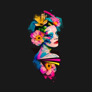 Abstract lady with flowers T-Shirt