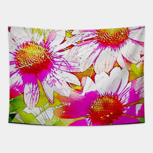 Bright Summer Nature Power Art Flowers Tapestry by technotext