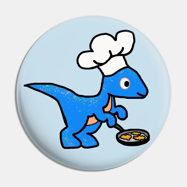 Hanukkah Velociraptor with Chef's Hat (No Text) Pin by Del Doodle Design