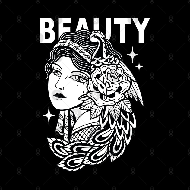 Girl Beauty Traditional Vintage Tattoo by Afdhal Project