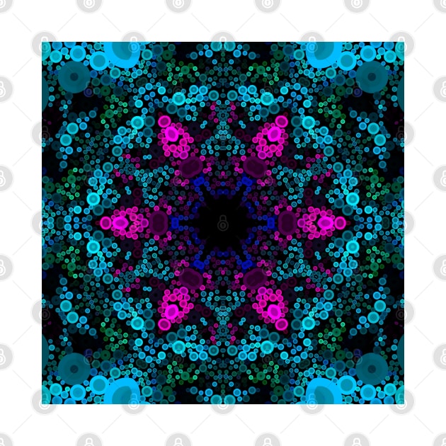 Dot Mandala Flower Blue Green and Pink by WormholeOrbital