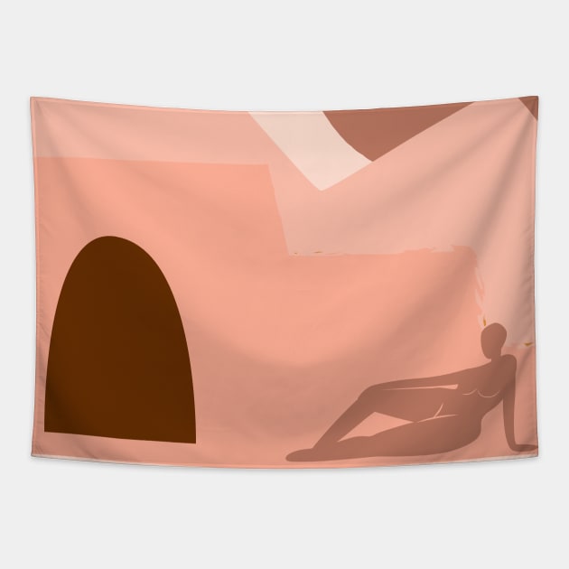 Woman and Desert - boho minimalist #4 Tapestry by GreekTavern