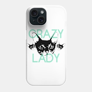 crazy cat lady blue Phone Case