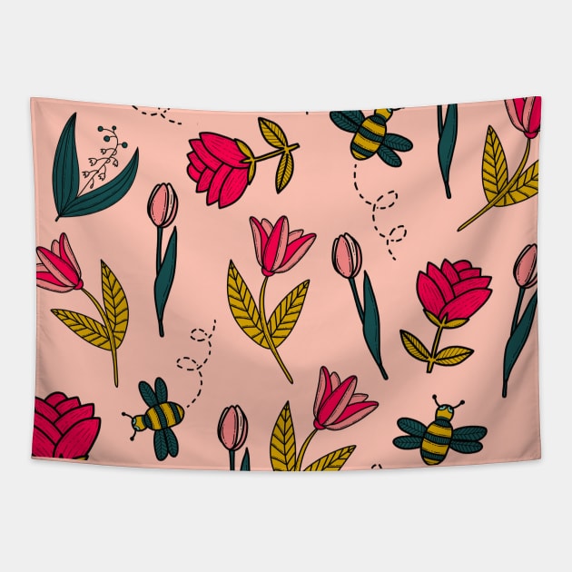 Flowers Botanical Tapestry by Make My Place Shop