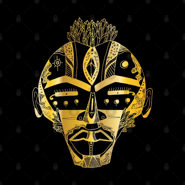 Gold African Mask 4 by kenallouis