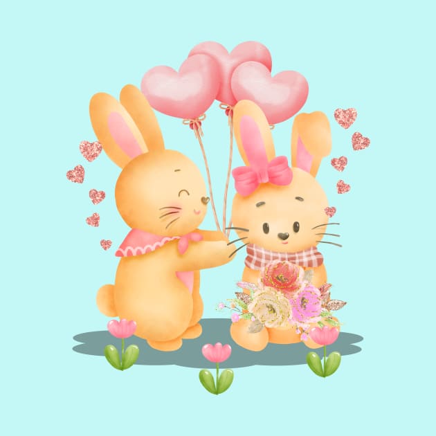 Romantic Bunny Couple by Athikan