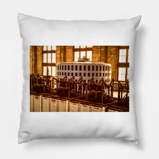 Historic Niagara Power Plant Generator 5 Pillow by Robert Alsop