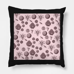 Vintage bathroom pink  geometric illustration botanical pattern gift. Pillow