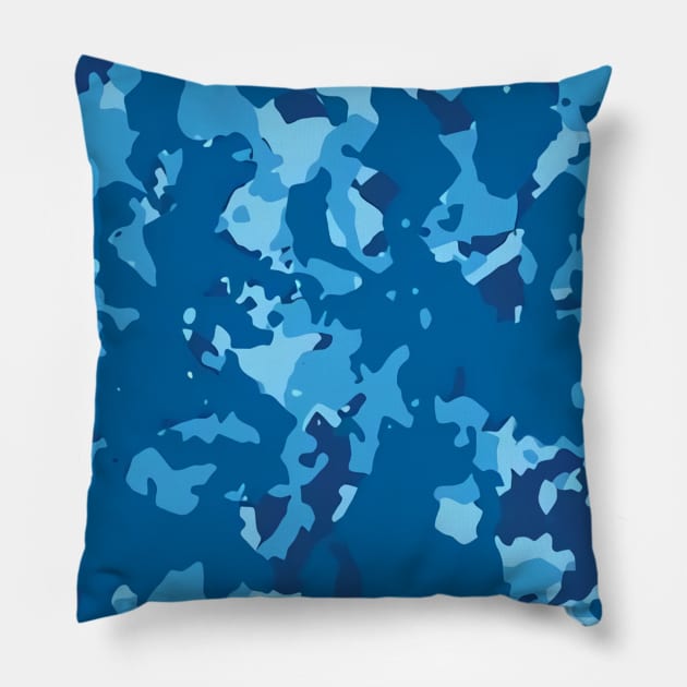 Camo Blue Tight Camo Print Pillow by teezeedy