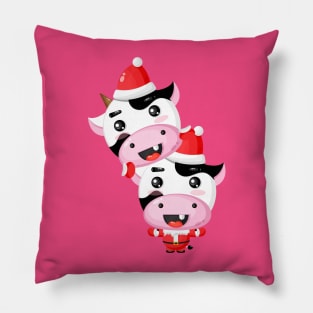 Cow Reindeer Hat Santa Christmas Lights Pillow