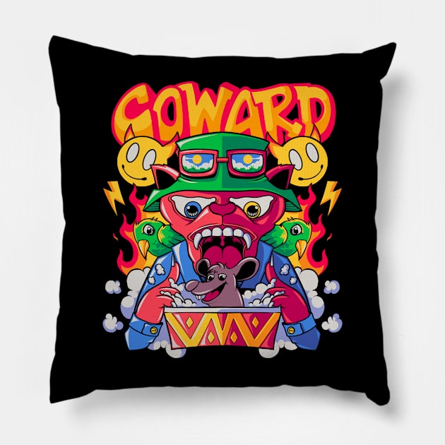 Coward cat Pillow by Forstration.std