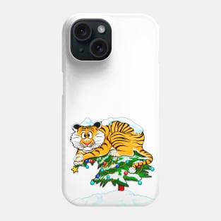 Tiger on Christmas tree / The Year of the tiger 2022 / no text Phone Case