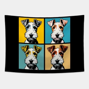 Pop Retro Wire Fox Terrier Art - Cute Puppy Tapestry