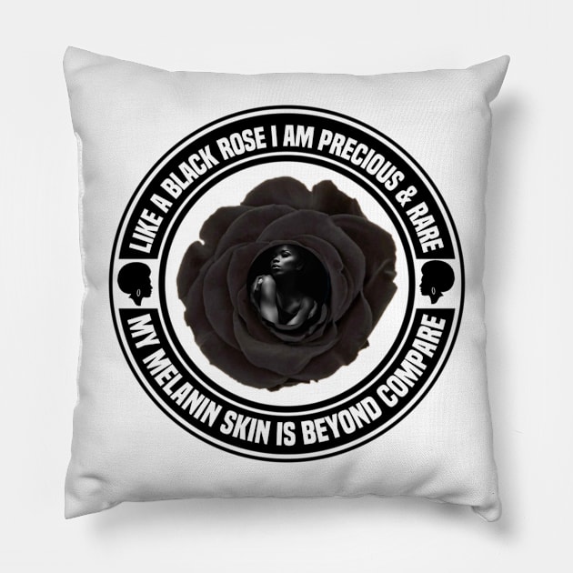 As Precious And Rare As A Black Rose Pillow by Afroditees