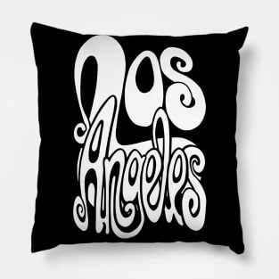 Los Angeles lettering art - white and black Pillow