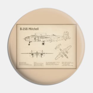 B-25B Mitchell Doolittle - Airplane Blueprint - SD Pin