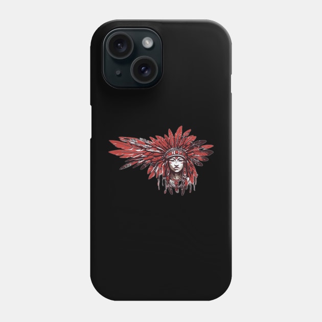 Red black head with monochromatic colorful style Phone Case by Rizstor