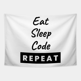 Eat Sleep Code Repeat Text Tapestry