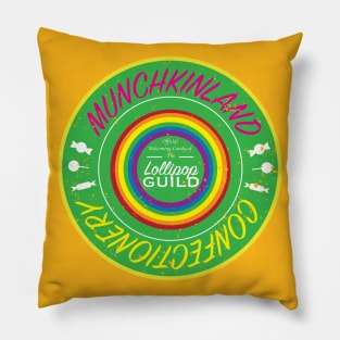 Munchkinland Confectionery Logo (Vintage look) Pillow