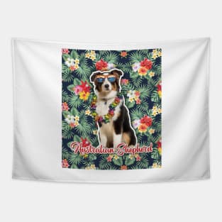 Australian Shepherd Summer Funky Hawaiian, Hawaii Style, Dog Personalized Hawaiian Tapestry