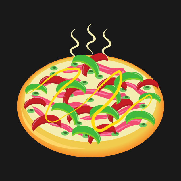 Pizza with lots of toppings by InkyArt