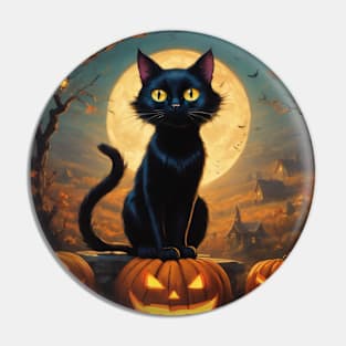 Halloween Black Cat Pin