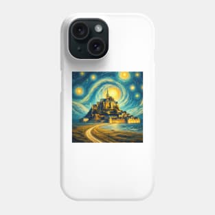 Mont-Saint-Michel, France, in the style of Vincent van Gogh's Starry Night Phone Case