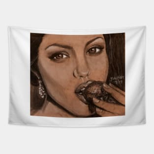 Angelina Jolie eating a strawberry. Tapestry