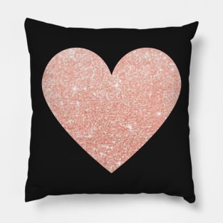 Light Rose Gold Faux Glitter Heart Pillow