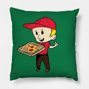 The man delivery pizza cartoon design Pillow