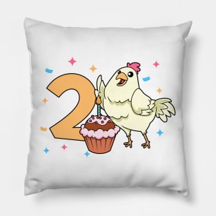 I am 2 with chicken - kids birthday 2 years old Pillow