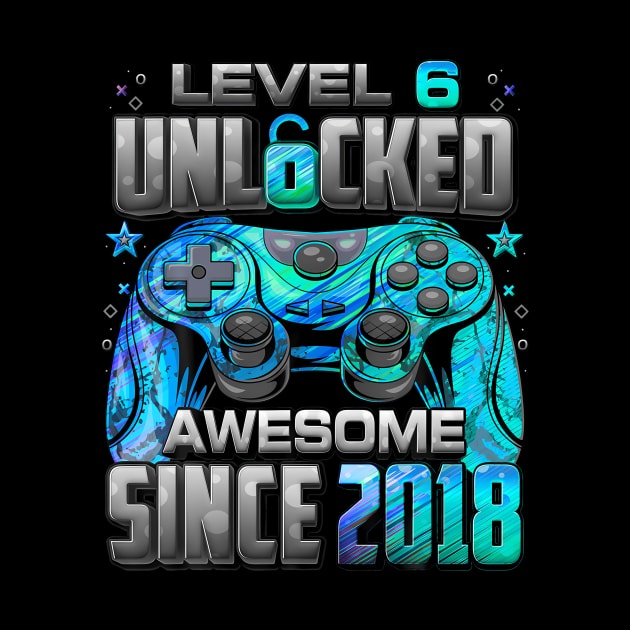Unlocked Awesome Since 2018 6Th Birthday Gaming by MaciGalloway3