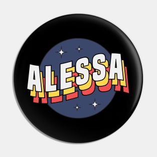 Alessa - Colorful Layered Retro Letters Pin