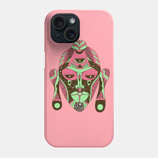 Pink Mint African Mask 7 Phone Case by kenallouis