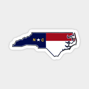 North Carolina State with Flag Colors Magnet