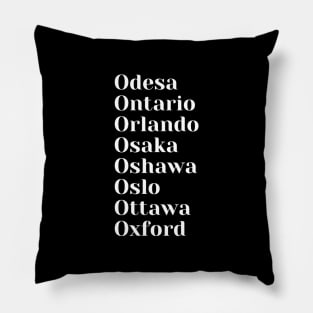 Cities starting with the letter, O, Mask, Pin, Tote Pillow