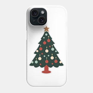 Minimalist Christmas Tree with Ornaments Phone Case