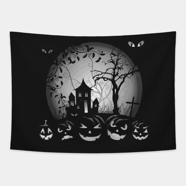 Scary Pumpkin - Happy Halloween Party Tapestry by malaqueen