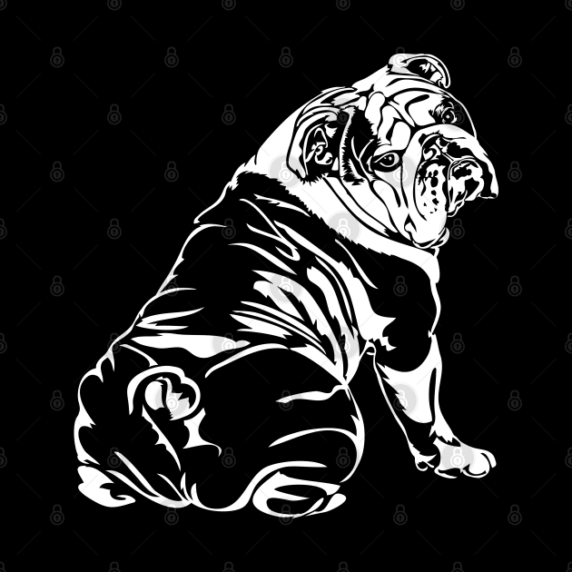 Funny Proud British Bulldog dog English Bulldog portrait by wilsigns