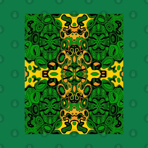 Miniature Aussie Tangle 13 Pattern in Green and Gold by Heatherian