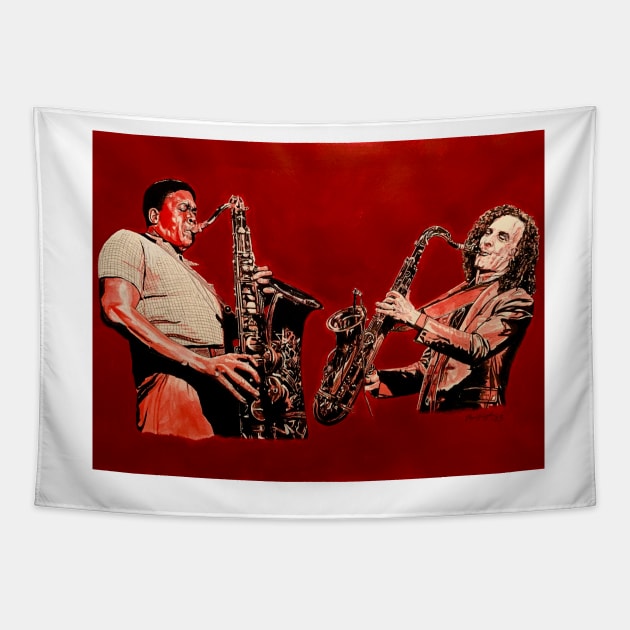 John Coltrane Kenny G saxophone Tapestry by BryanWhipple