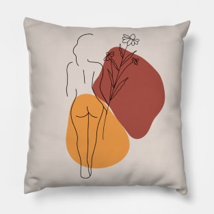 Boho minimal abstract Women line draw Pillow