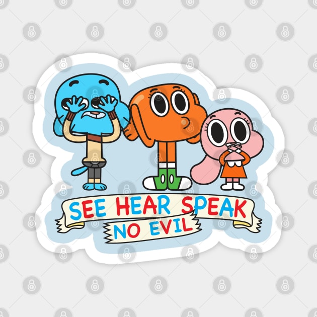 Gumball Darwin Anais No Evil Magnet by Plushism