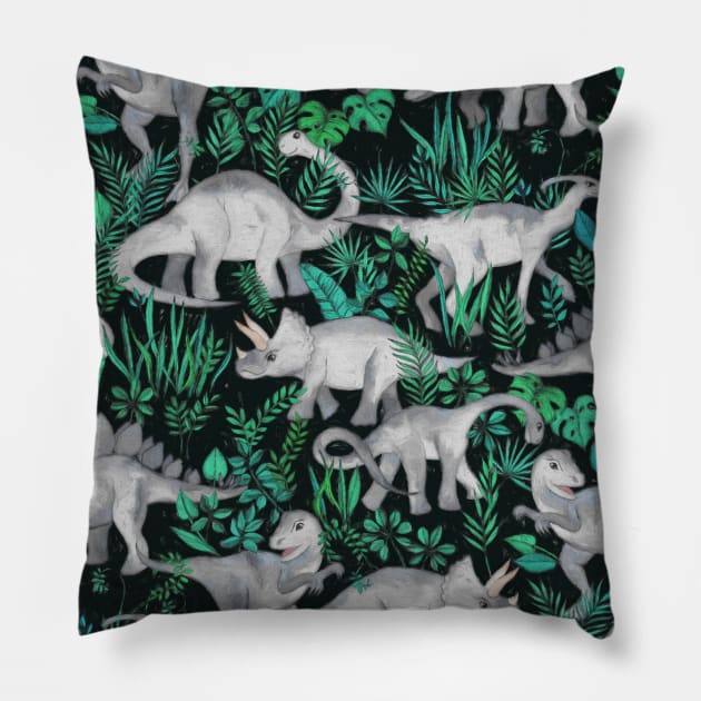 Dinosaur Jungle Pillow by micklyn