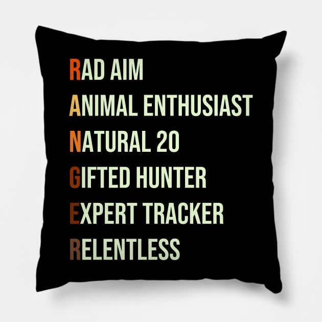 Ranger Hunter Class RPG Pnp Roleplaying Dungeon Meme Gift Pillow by TellingTales