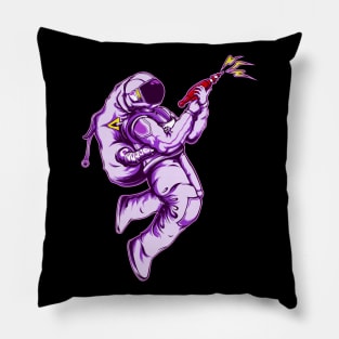 Astronaut Shoots Illustration Pillow