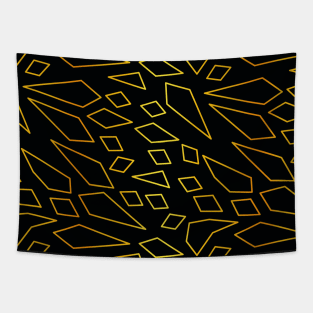 Abstract pattern design gold fragments outline on dark Tapestry