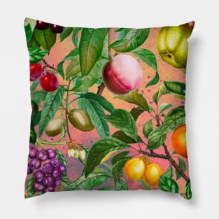 Floral paradise,Trendy tropical floral leaves and fruits, tropical pattern, botanical illustration, tropical plants, rose blush pink floral illustration Pillow