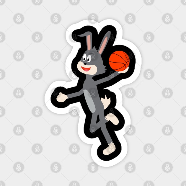 Cartoon Rabbit Basketball Ready to Dunk Magnet by HappyGiftArt